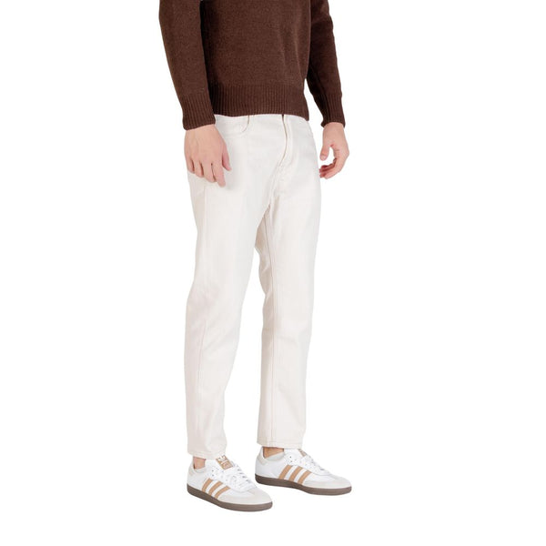 Cream Cotton Relaxed Fit Jeans
