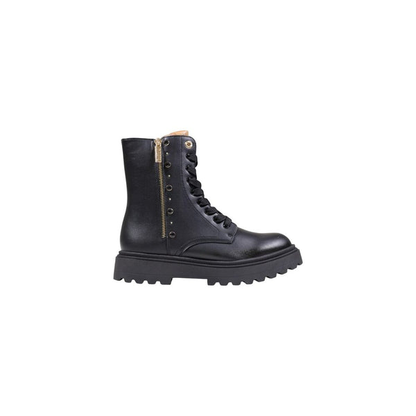 Black Polyethylene Lace-Up Boots