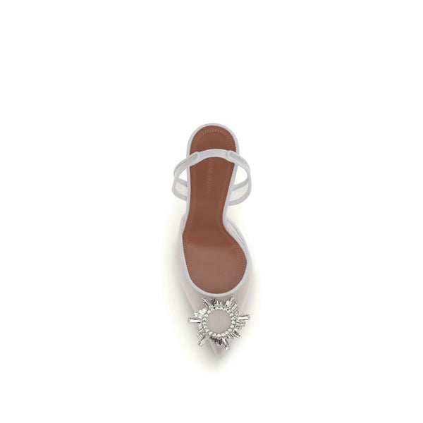 White Polyester Platform Pumps