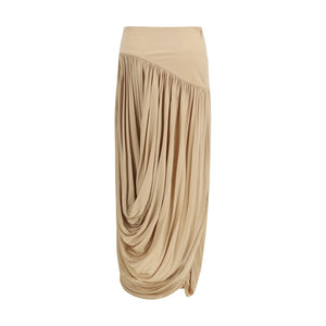 Beige Viscose Long Skirt