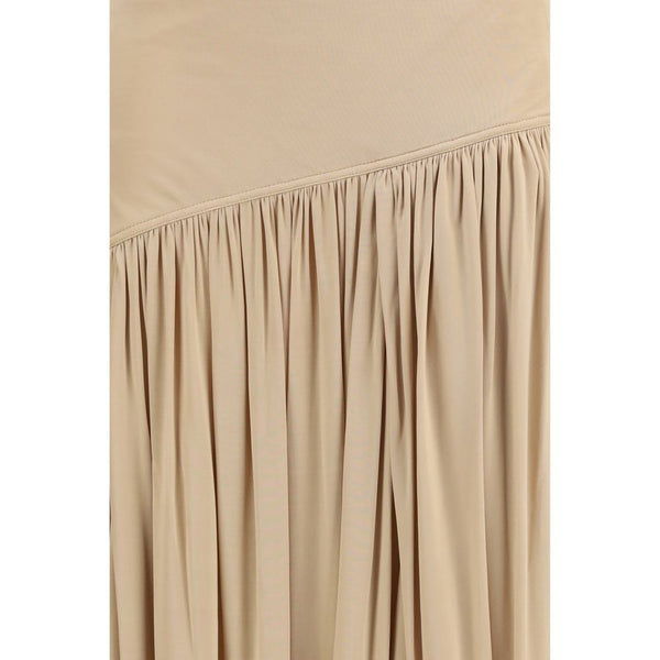 Beige Viscose Long Skirt