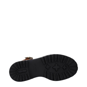 Brown Leather Platform Sandals
