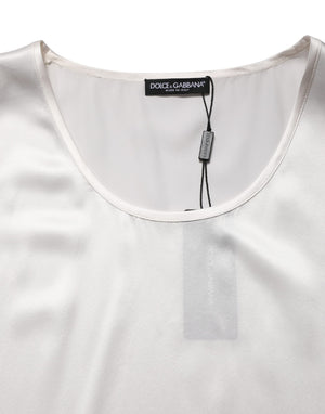 White Satin Polyester SleevelessTank T-shirt