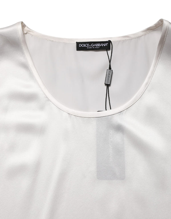 White Satin Polyester SleevelessTank T-shirt