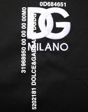 Black Logo Embroidered Men Crew Neck T-shirt