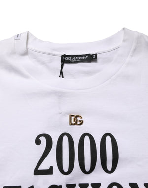 White Graphic Print DG Men Crew Neck T-shirt