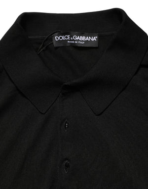 Black Wool Short Sleeves Men Polo  T-shirt