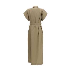 Beige Cotton Casual Dress