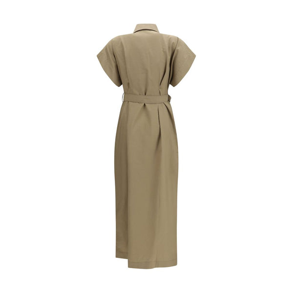 Beige Cotton Casual Dress