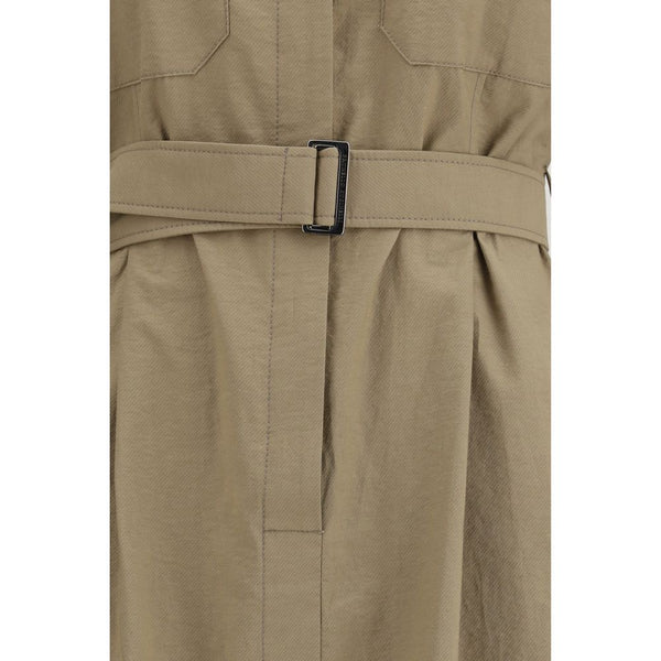 Beige Cotton Casual Dress