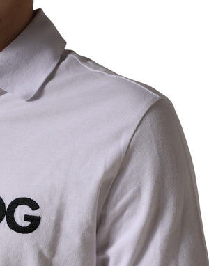 White Logo Embroidered Cotton Polo T-shirt