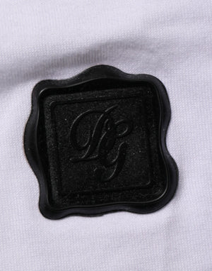 White Logo Patch Cotton Crew Neck T-shirt