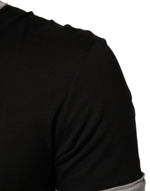 Black Two Tone DG Logo Print Cotton  T-shirt