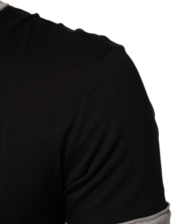 Black Two Tone DG Logo Print Cotton  T-shirt