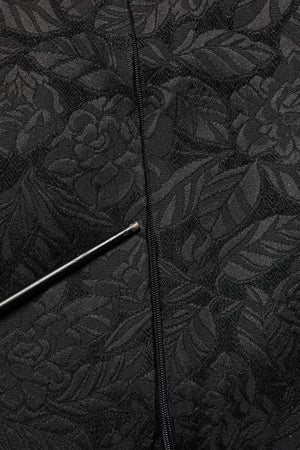 Black Floral Brocade Sheath Knee Length Dress