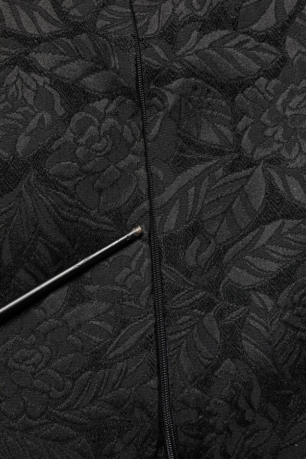 Black Floral Brocade Sheath Knee Length Dress