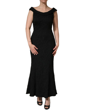 Black Floral Brocade Sheath Mermaid Dress