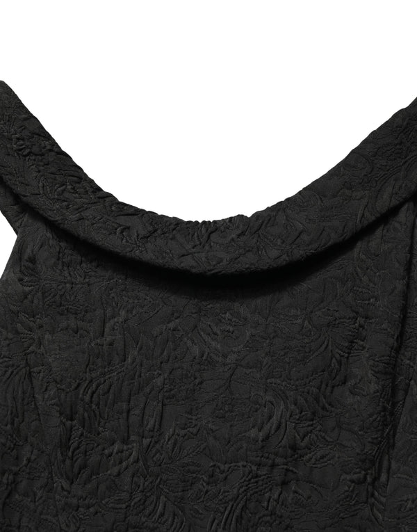 Black Floral Brocade Sheath Mermaid Dress