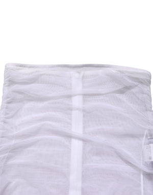 White Sheer Nylon Stretch Sheath Maxi Dress