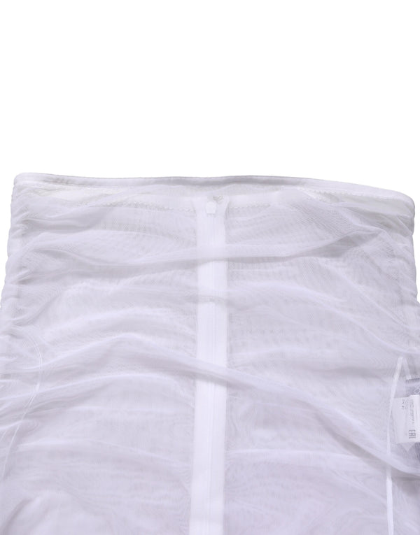 White Sheer Nylon Stretch Sheath Maxi Dress
