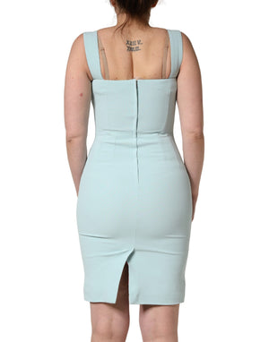 Green Square Neck Sleeveless Mini  Dress