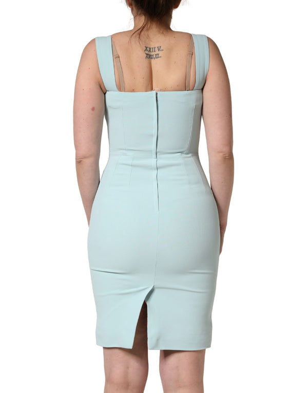 Green Square Neck Sleeveless Mini  Dress