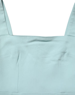 Green Square Neck Sleeveless Mini  Dress