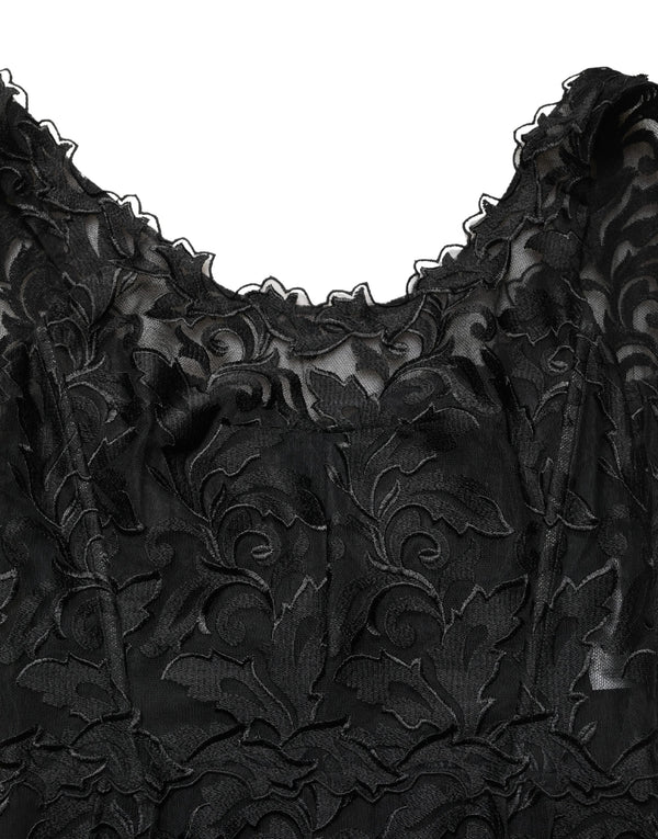 Black Floral Lace Evening Long Gown Dress
