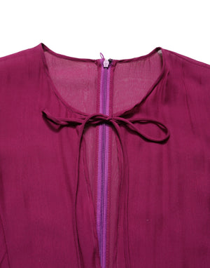 Purple Sheer Chiffon Silk Long Maxi Dress