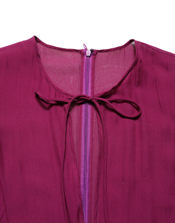 Purple Sheer Chiffon Silk Long Maxi Dress