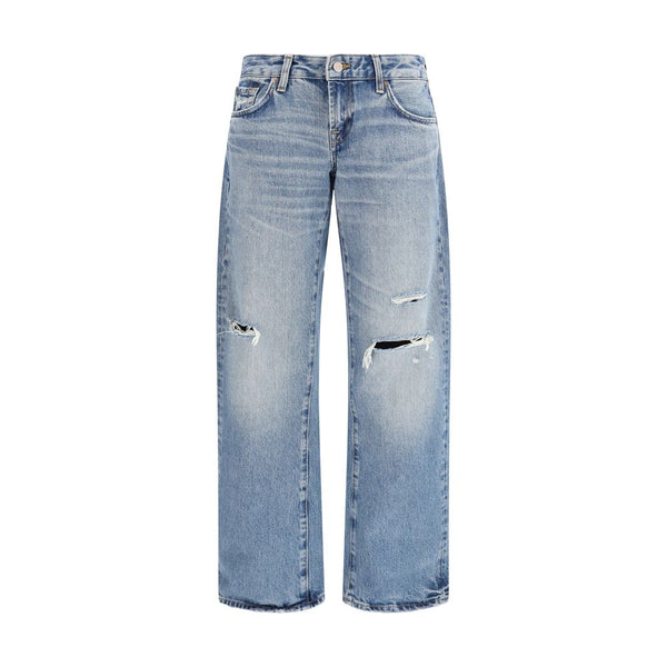 Blue Cotton Straight-Leg Jeans