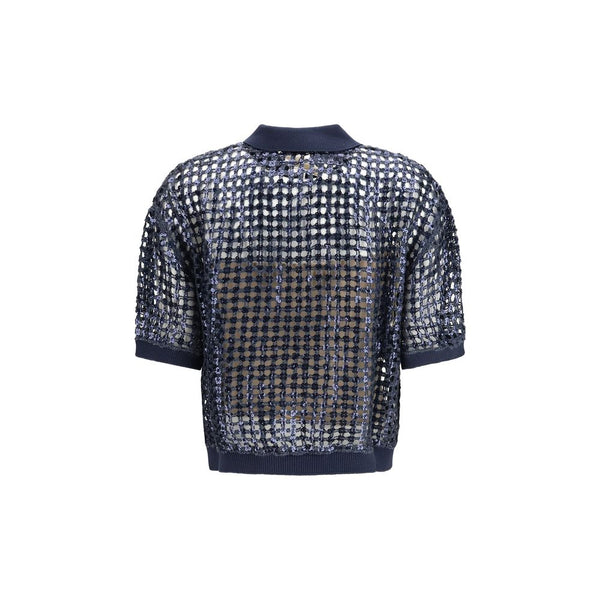 Blue Silk Polo Shirt