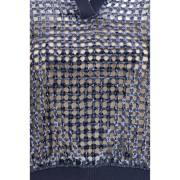 Blue Silk Polo Shirt