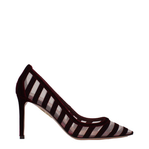 Transparent Velvet Mid Heel Pumps