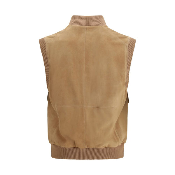 Beige Lamb Ovis Aries Aries Sleveless Jacket