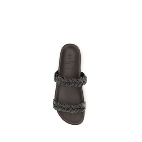 Brown Calf Leather Bos Taurus Flat Sandals