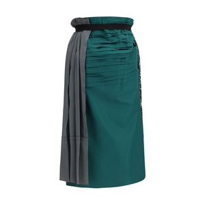 Multicolor Silk Midi Skirt