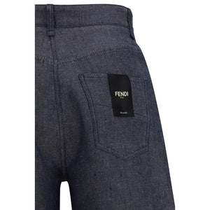 Blue Linen Relaxed Fit Jeans
