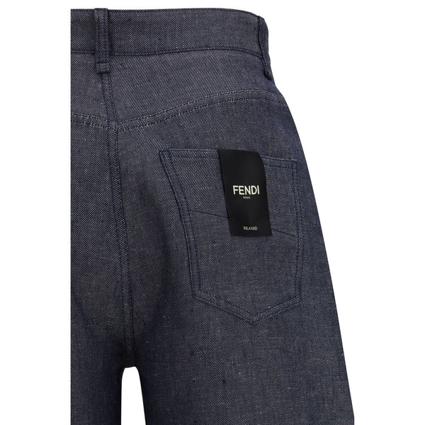 Blue Linen Relaxed Fit Jeans