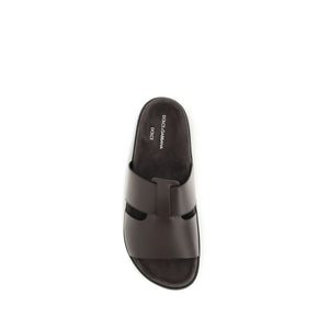 Brown Calf Leather Bos Taurus Flat Sandals