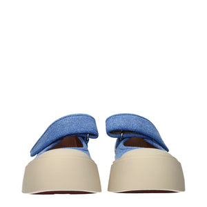 Blue Fabric Low Top Sneakers