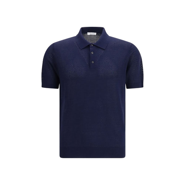 Blue Cotton Polo Shirt