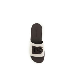 Beige Calf Leather Bos Taurus Flat Sandals