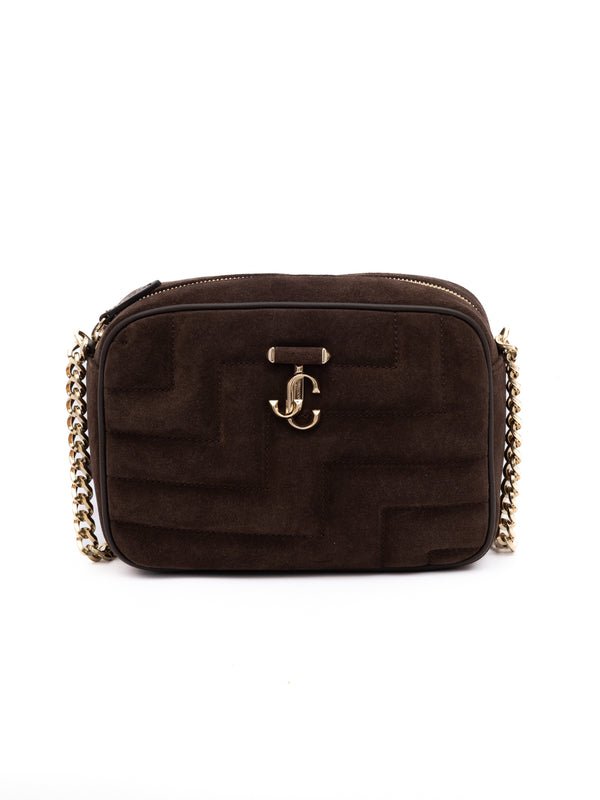 Brown Suede Avenue Camera Crossbody Bag