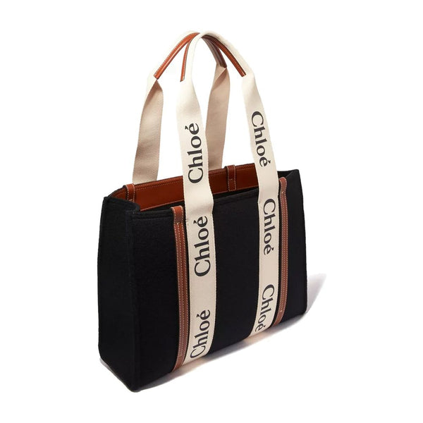 Black Wool Tote Bag
