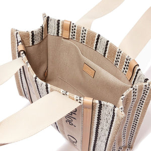 Beige Linen Tote Bag