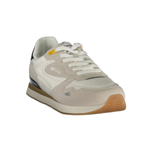 White Polyester Athletic Sneakers