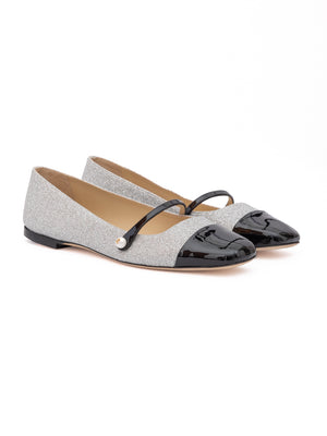 Grey Fine Glitter Elisa Flats