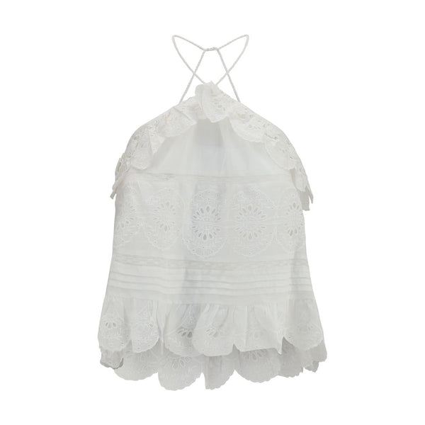 White Polyester Sleeveles T-Shirt
