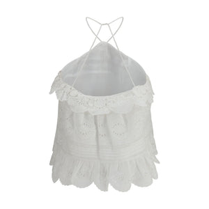 White Polyester Sleeveles T-Shirt